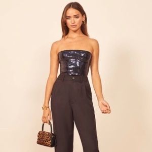Reformation blue sequin top